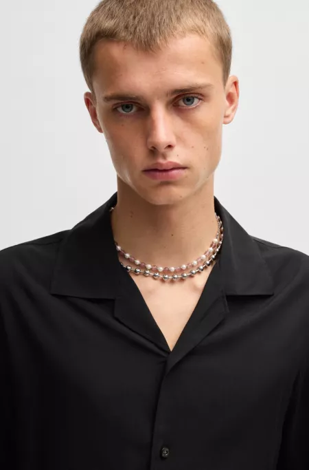 Oversize-fit shirt with smoke logo-print hem