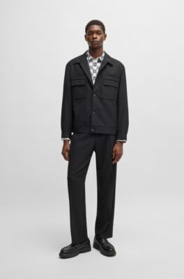 Camisa slim fit en popel&iacute;n de algod&oacute;n con estampado de temporada, Blanco