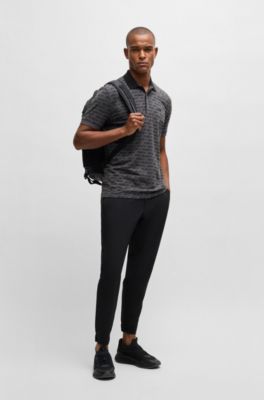 Polo Paddy de algod&oacute;n el&aacute;stico estampado, Gris oscuro