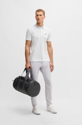 Paddy polo shirt in printed stretch cotton, White
