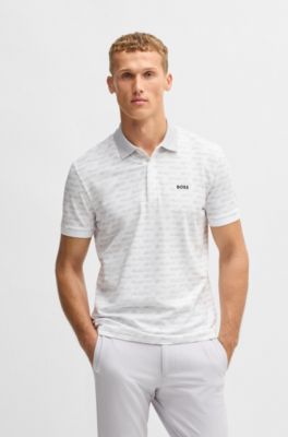 Paddy polo shirt in printed stretch cotton, White