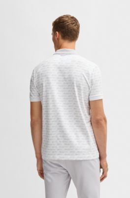 Paddy polo shirt in printed stretch cotton, White