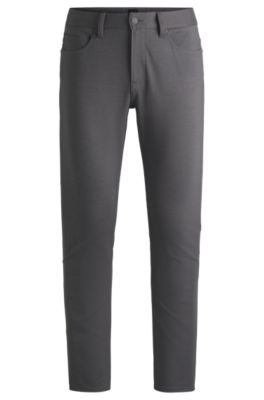 BOSS - Delaware slim-fit trousers in two-tone stretch jersey - Dark Grey