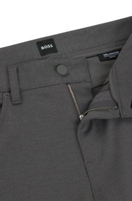 Delaware slim-fit trousers in two-tone stretch jersey, Dark Grey