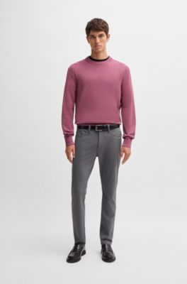 Delaware slim-fit trousers in two-tone stretch jersey, Dark Grey
