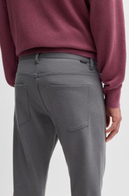 Delaware slim-fit trousers in two-tone stretch jersey, Dark Grey