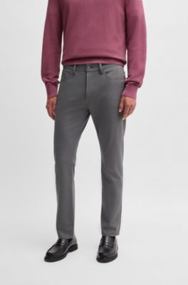 Delaware slim-fit trousers in two-tone stretch jersey, Dark Grey