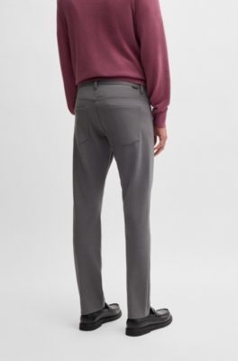 Delaware slim-fit trousers in two-tone stretch jersey, Dark Grey