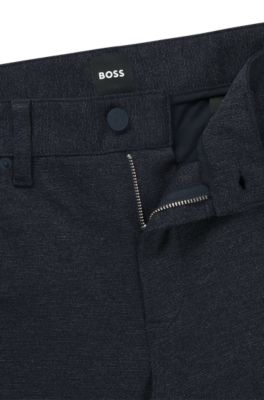Delaware slim-fit trousers in two-tone stretch jersey, Dark Blue