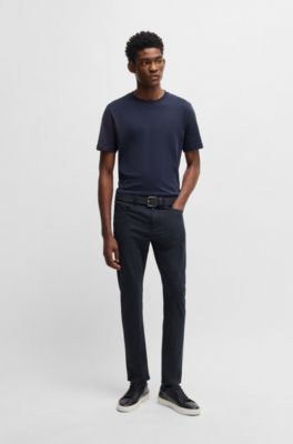 Delaware slim-fit trousers in two-tone stretch jersey, Dark Blue