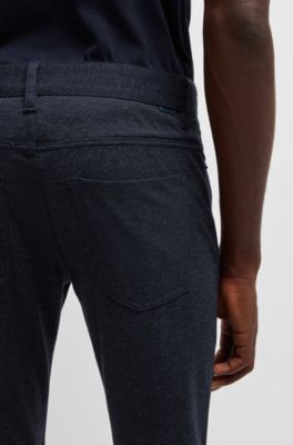 Delaware slim-fit trousers in two-tone stretch jersey, Dark Blue