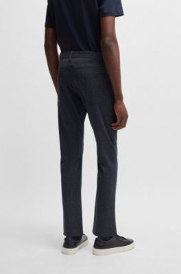 Delaware slim-fit trousers in two-tone stretch jersey, Dark Blue