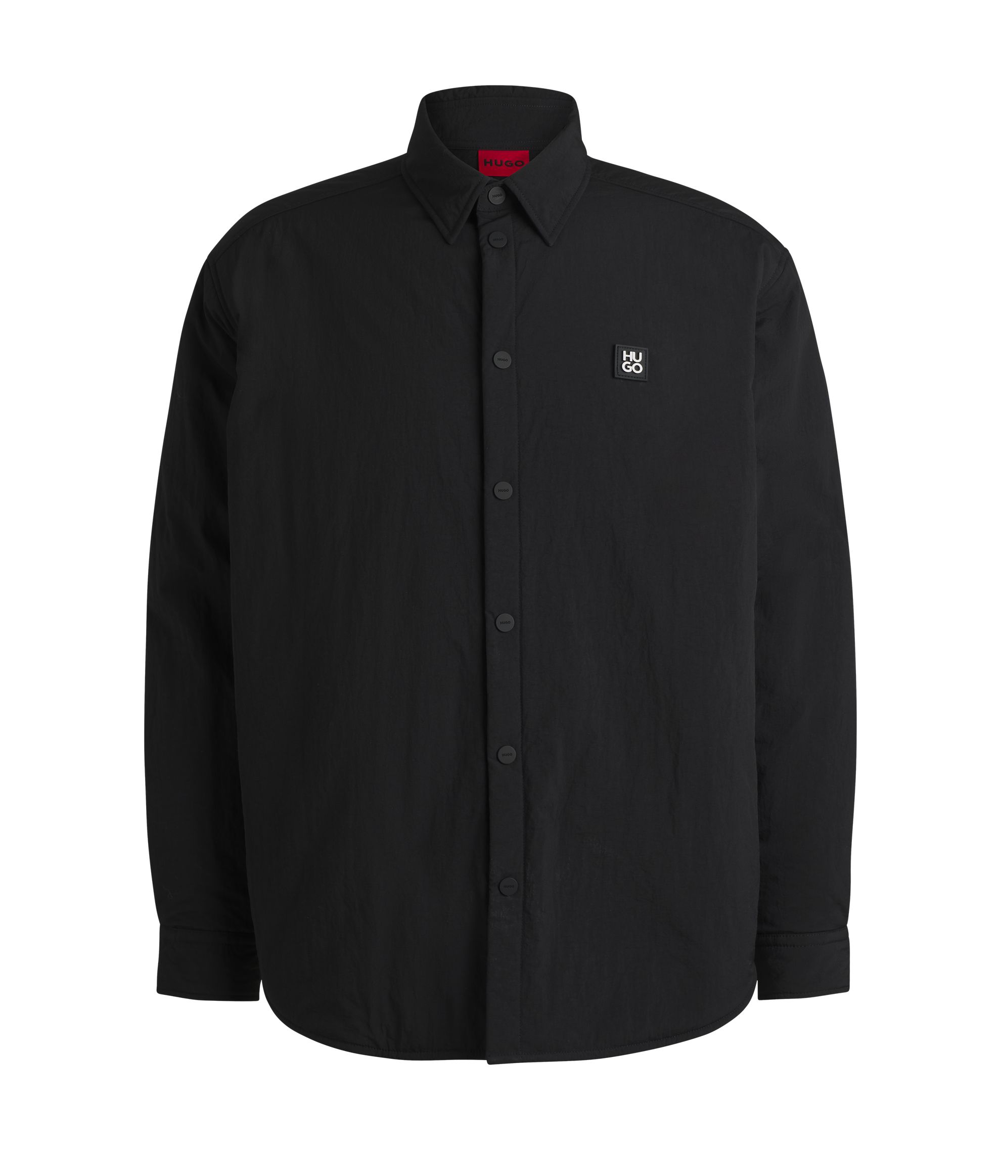 Padded Overshirt ブラック　XS HUGO - Oversize-fit padded overshirt with stacked-logo badge - Black