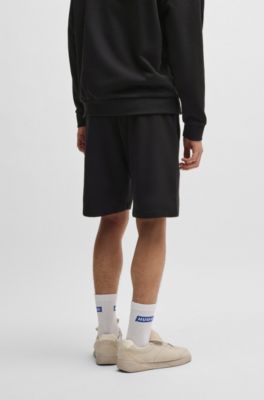 Shorts de felpa de algod&oacute;n con logo de Happy HUGO, Negro