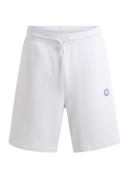 Shorts de felpa de algod&oacute;n con logo de Happy HUGO, Blanco