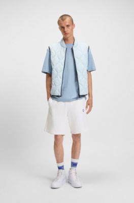 Shorts de felpa de algod&oacute;n con logo de Happy HUGO, Blanco