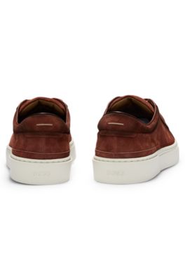 Baskets Gary en cuir su&eacute;d&eacute; avec syst&egrave;me de la&ccedil;age &eacute;lastique, Marron