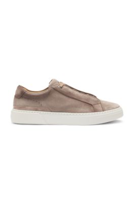Baskets Gary en cuir su&eacute;d&eacute; avec syst&egrave;me de la&ccedil;age &eacute;lastique, Kaki