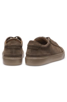 Baskets Gary en cuir su&eacute;d&eacute; avec syst&egrave;me de la&ccedil;age &eacute;lastique, Kaki