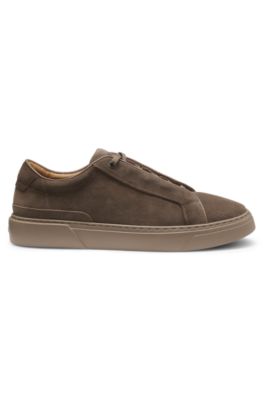 Baskets Gary en cuir su&eacute;d&eacute; avec syst&egrave;me de la&ccedil;age &eacute;lastique, Kaki