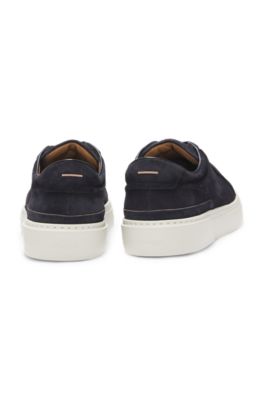 Baskets Gary en cuir su&eacute;d&eacute; avec syst&egrave;me de la&ccedil;age &eacute;lastique, Bleu fonc&eacute;