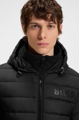Tonal-logo down jacket with water-repellent finish, Black