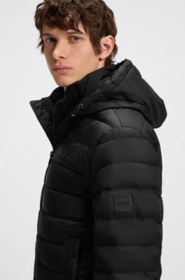 Tonal-logo down jacket with water-repellent finish, Black