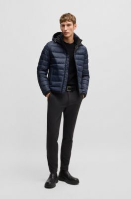 Tonal-logo down jacket with water-repellent finish, Dark Blue