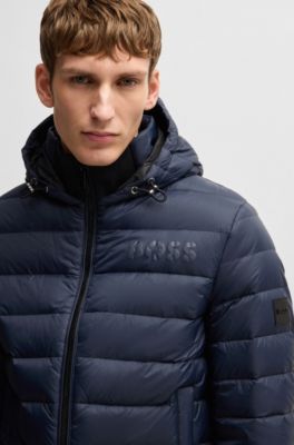 Tonal-logo down jacket with water-repellent finish, Dark Blue
