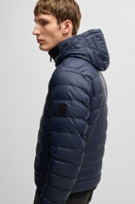 Tonal-logo down jacket with water-repellent finish, Dark Blue