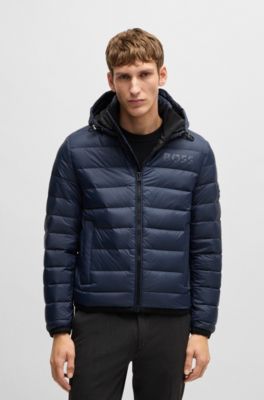 Tonal-logo down jacket with water-repellent finish, Dark Blue