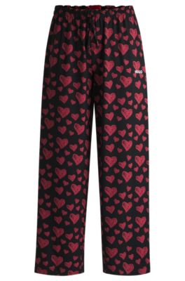 Modal-blend jersey pajama bottoms with repeat heart print, Patterned