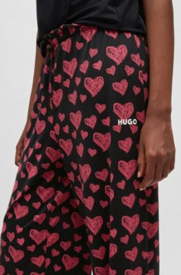 Modal-blend jersey pajama bottoms with repeat heart print, Patterned