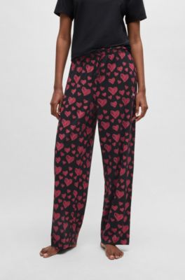 Modal-blend jersey pajama bottoms with repeat heart print, Patterned