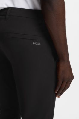 Slim-fit pants in water-repellent stretch fabric, Black