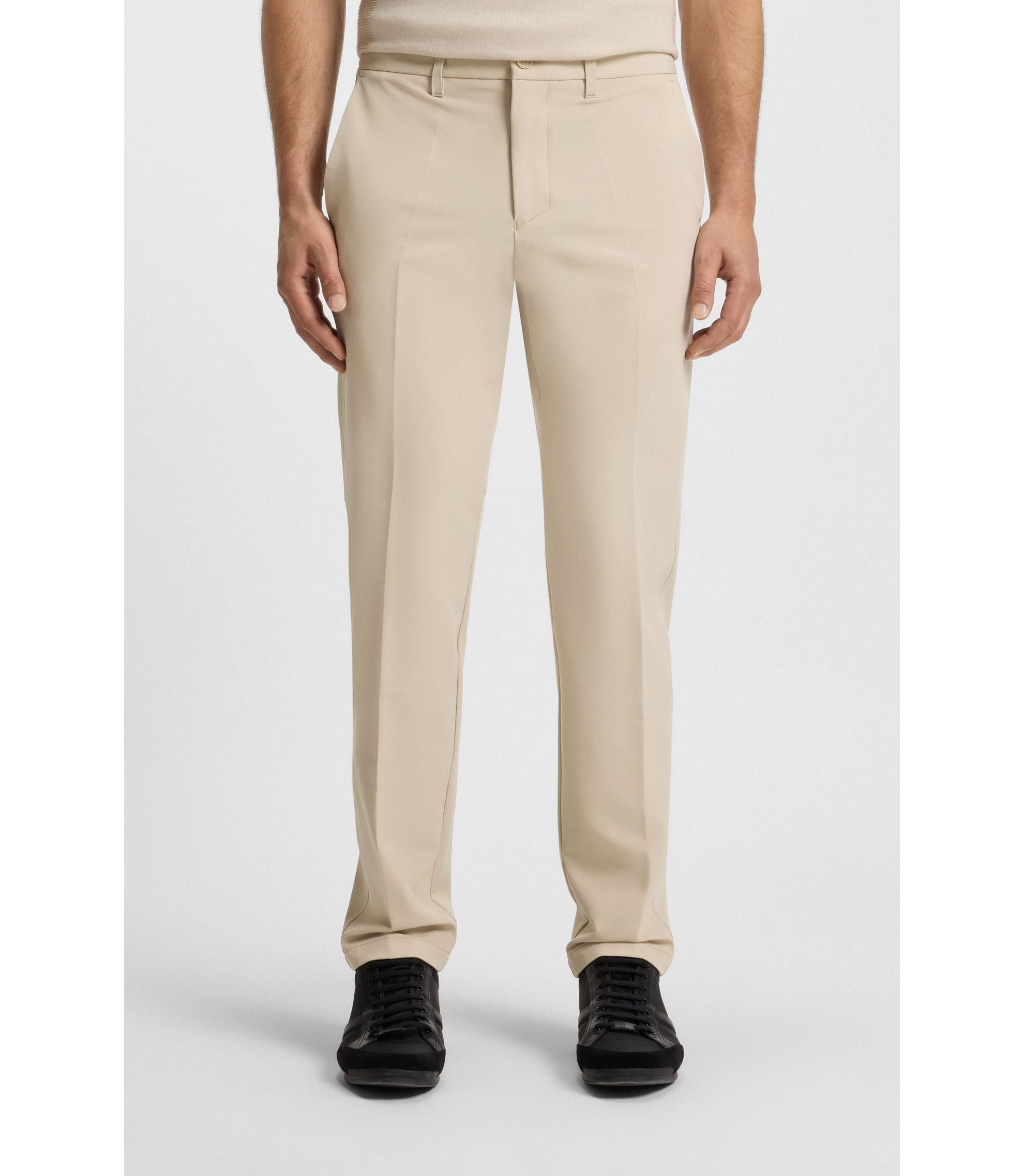 BOSS Slim-fit trousers in water-repellent fabric Beige