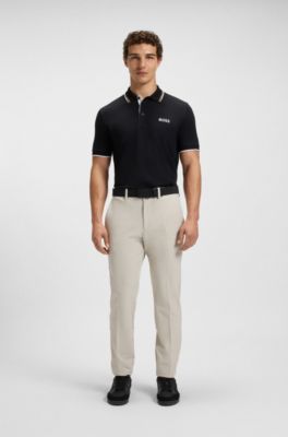 Pantalones slim fit de tejido el&aacute;stico hidr&oacute;fugo, Beige claro