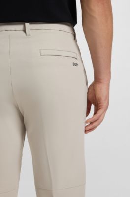 Pantalones slim fit de tejido el&aacute;stico hidr&oacute;fugo, Beige claro