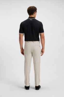 Pantalon Slim en tissu stretch d&eacute;perlant, Beige clair