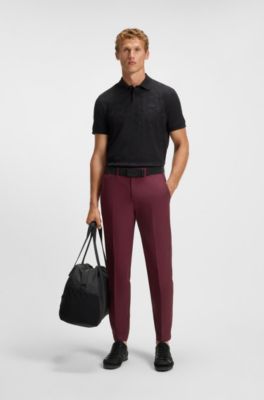 Pantalon Slim en tissu stretch d&eacute;perlant, Rouge