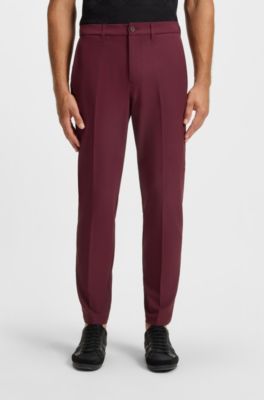 Pantalon Slim en tissu stretch d&eacute;perlant, Rouge