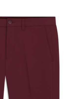 Slim-fit pants in water-repellent stretch fabric, Dark pink