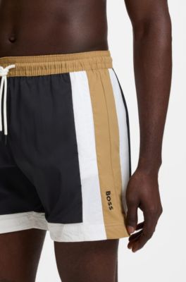 Ba&ntilde;ador de secado r&aacute;pido con bloques de color, Negro