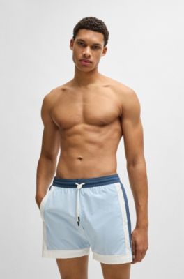 Quick-dry swim shorts with color-blocking