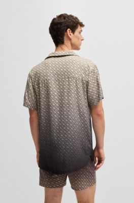 Chemise Regular &agrave; imprim&eacute; monogramme en d&eacute;grad&eacute;, Noir