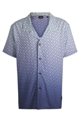 Regular-fit shirt with degrad&eacute; monogram print, Dark Blue