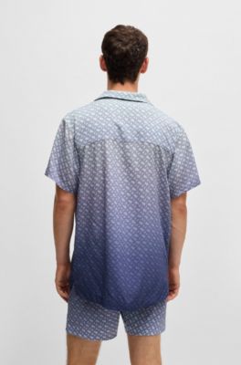 Regular-fit shirt with degrad&eacute; monogram print, Dark Blue
