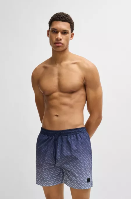 Logo-badge swim shorts with degradé monogram print