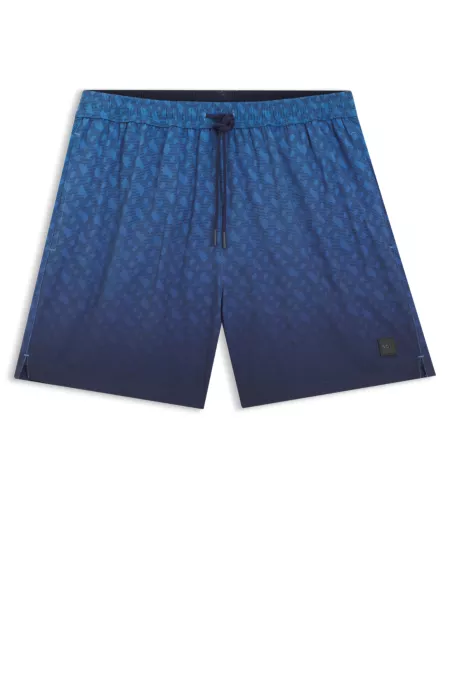 Logo-badge swim shorts with degradé monogram print