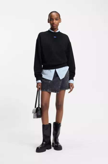 Cotton-terry sweatshirt with logo badge